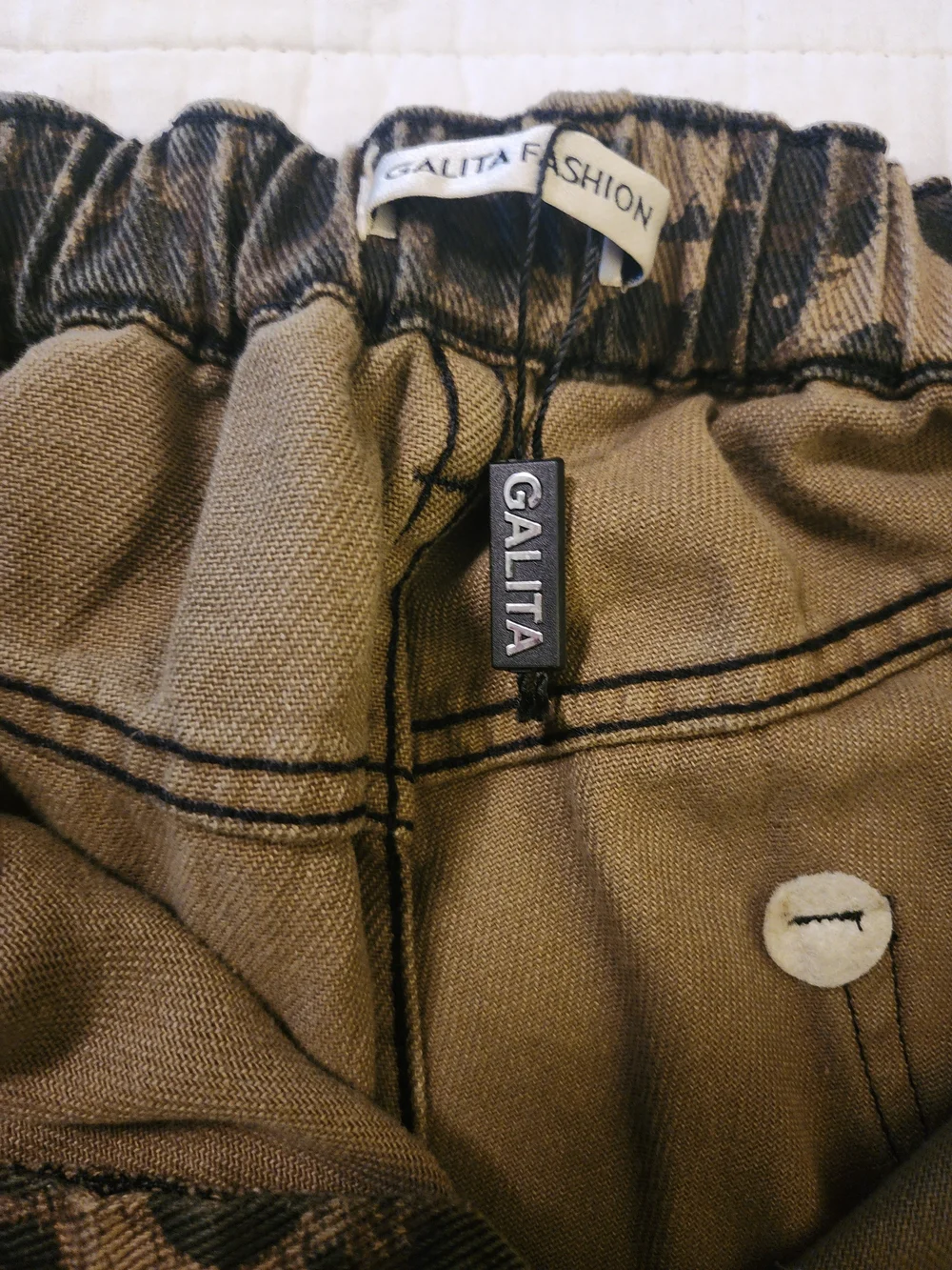 Leopard Print Distressed Wide Leg Jeans - Brown/Black - Picture 2 of 7